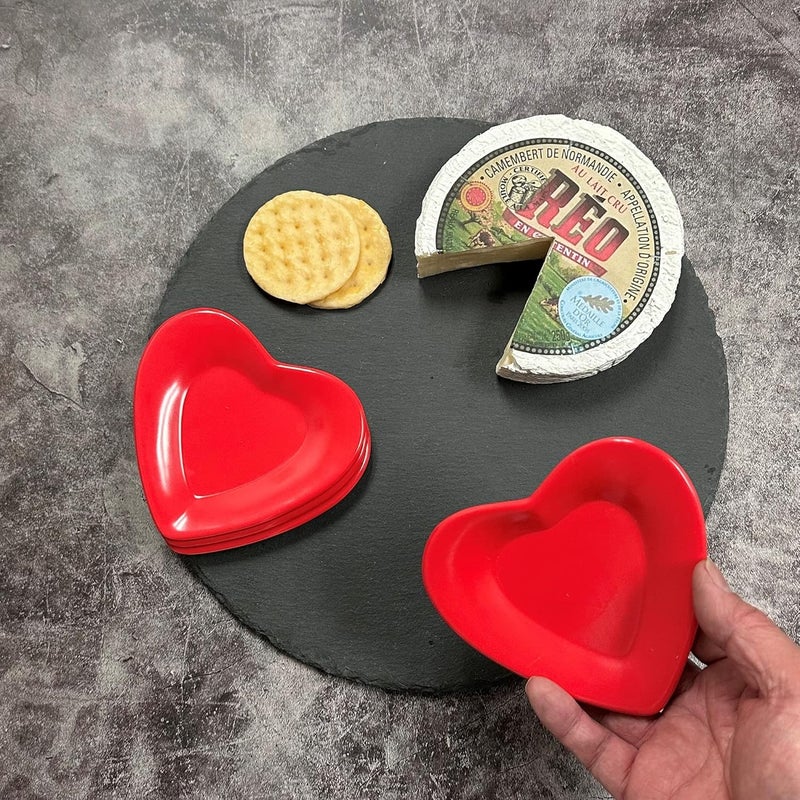 UP UPware 4Piece 475 Inch Melamine Dessert Plates Appetizer Dinner Plates Small Serving Plates Party Plates Heart Shaped Plate for Dessert Snack Fruit Side Dishes 475 Inch Heart Plate - Image 3