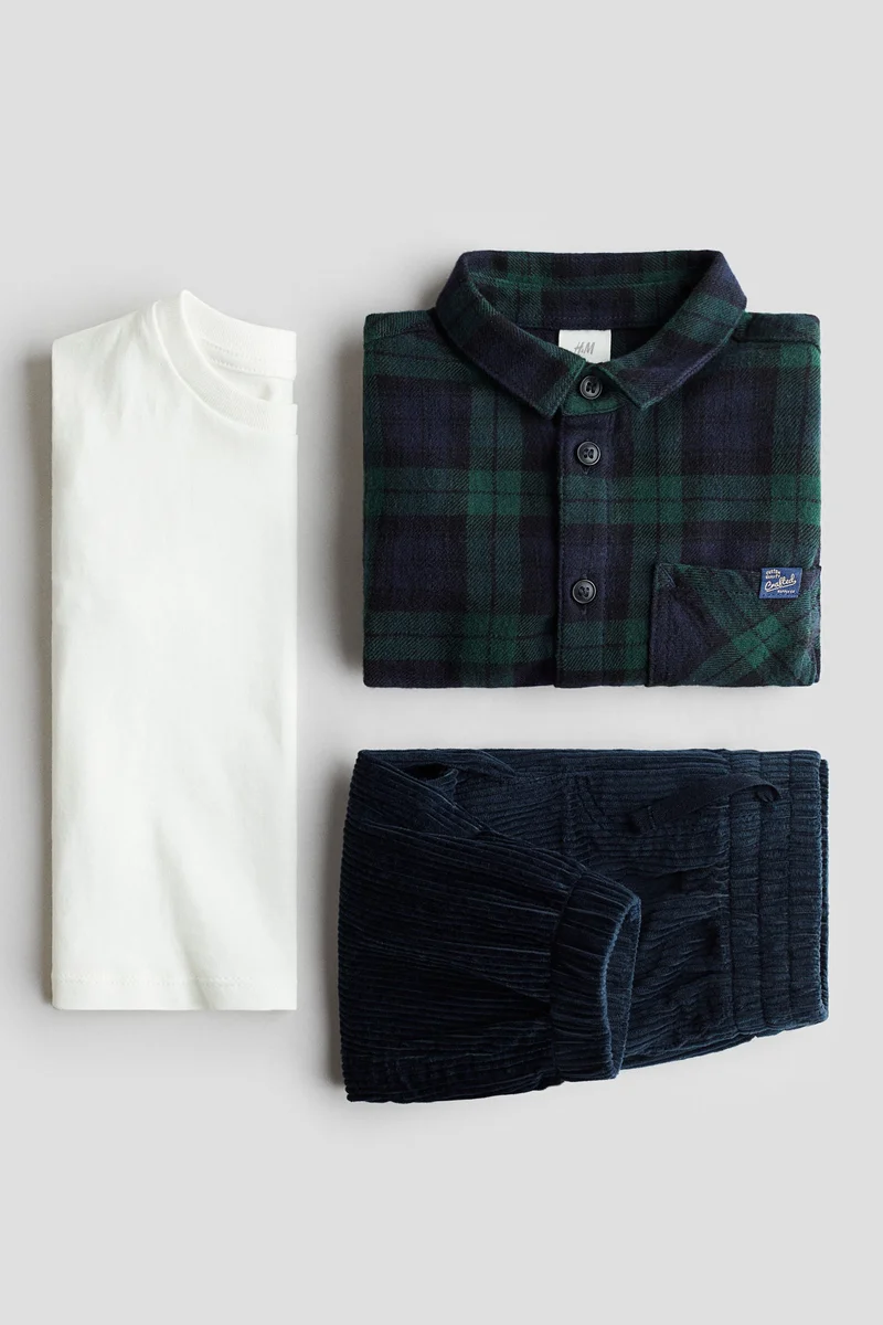 اتش اند ام طقم ملابس قطني - عبوة من 3 قطع