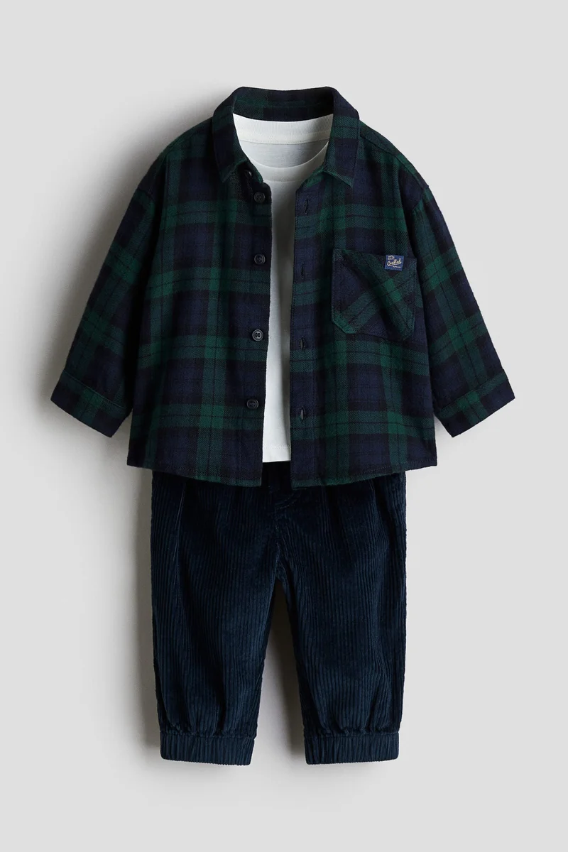 اتش اند ام طقم ملابس قطني - عبوة من 3 قطع