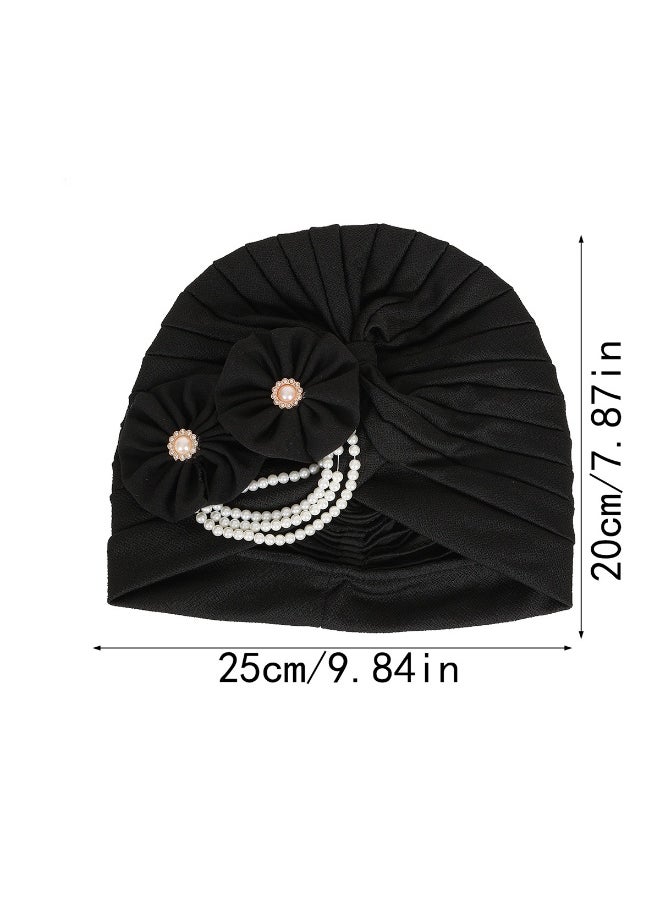 Laravel Women's Flower Pearl Accessories Elegant Fashion Muslim Islamic Arab Hijab Undercap Elastic Turban Hat Headscarf Hat Ramadan Gift Holiday Gift Box - White  - Image 5