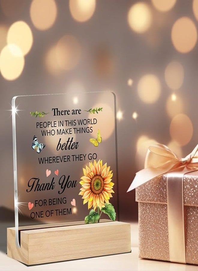 Bs amor Appreciation Gifts for Women Thank You Clear Desk Decorations Floral Acrylic Sign with Stand Table Plaque Sign Keepsake Grateful Gift for Teacher Coworker Manager Boss - Image 2