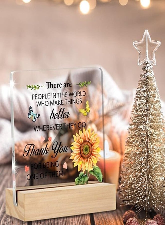 Bs amor Appreciation Gifts for Women Thank You Clear Desk Decorations Floral Acrylic Sign with Stand Table Plaque Sign Keepsake Grateful Gift for Teacher Coworker Manager Boss - Image 4