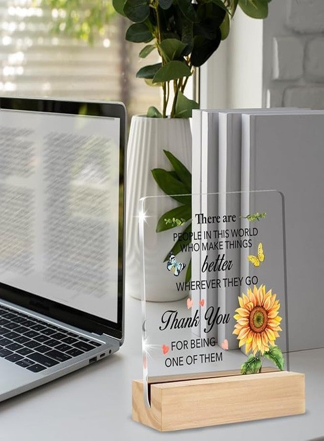 Bs amor Appreciation Gifts for Women Thank You Clear Desk Decorations Floral Acrylic Sign with Stand Table Plaque Sign Keepsake Grateful Gift for Teacher Coworker Manager Boss - Image 3