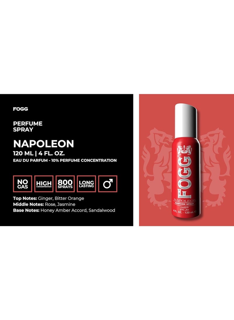 FOGG Napoleon Perfume Body Spray (120ml) - Long-Lasting Fresh Fragrance - No-Gas Formula - Powerful & Bold Scent for Men - Image 3