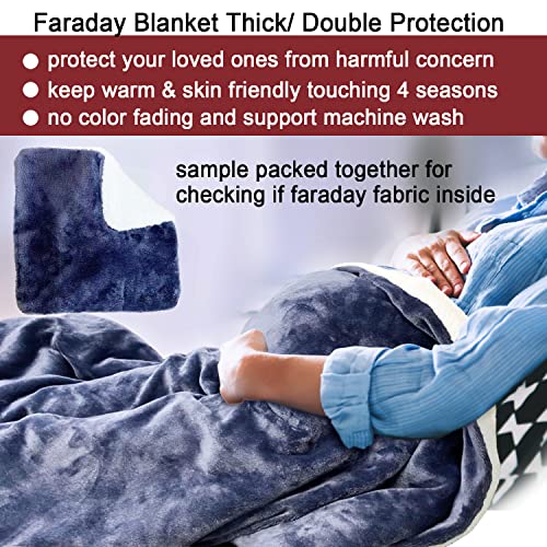 NEWMEIL Fara Day Blanket for Sleeping, Big Size 50IN * 60IN (127CM * 152CM) Thick Fara Day Blanket for Belly, Warm White Berber Fleece and Navy Blue Flannel with Fara Day Fabric - Image 2