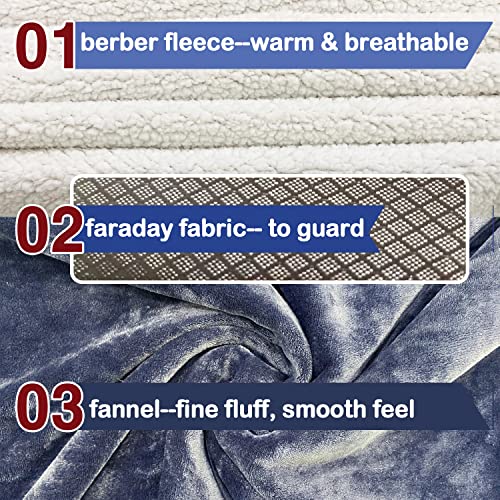 NEWMEIL Fara Day Blanket for Sleeping, Big Size 50IN * 60IN (127CM * 152CM) Thick Fara Day Blanket for Belly, Warm White Berber Fleece and Navy Blue Flannel with Fara Day Fabric - Image 4