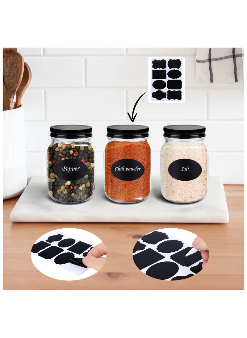 12Pack 16oz Glass Mason Jars with Black Lids, Wide Mouth Canning Jars for Honey, Jam, Herbs, Kitchen Storage, Meal Prep, DIY Crafts, and Wedding Favors