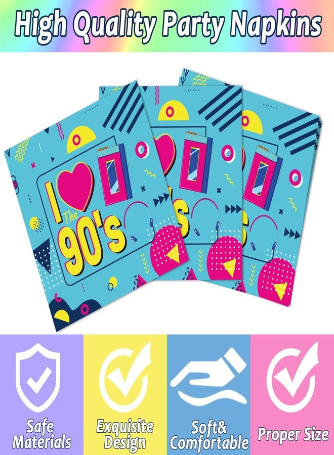 CHUNNIN 50Pcs 90's Party Paper Plates and Napkins 90's Mix CD Dessert Plates Retro 90s Theme Party Decorations I Love the 90s Tableware Set Serves 25 Guest 1990's Back to the 90 s Birthday Party Supplies - Image 4