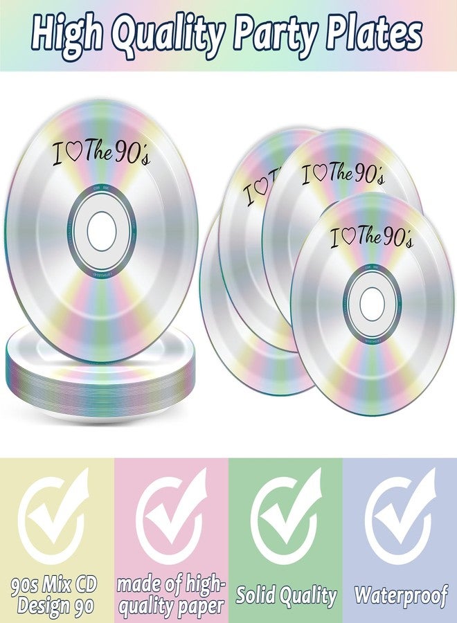 CHUNNIN 50Pcs 90's Party Paper Plates and Napkins 90's Mix CD Dessert Plates Retro 90s Theme Party Decorations I Love the 90s Tableware Set Serves 25 Guest 1990's Back to the 90 s Birthday Party Supplies - Image 3
