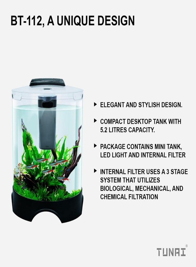 Tunai+ KW BT112 All-in-One DIY Aquarium Fish Tank Comes with Filter and Led Lights, 5.2 Ltrs Capacity Suitable for Small Fish Like Betta, Zebra, Guppy, Tetras & Others - Image 2
