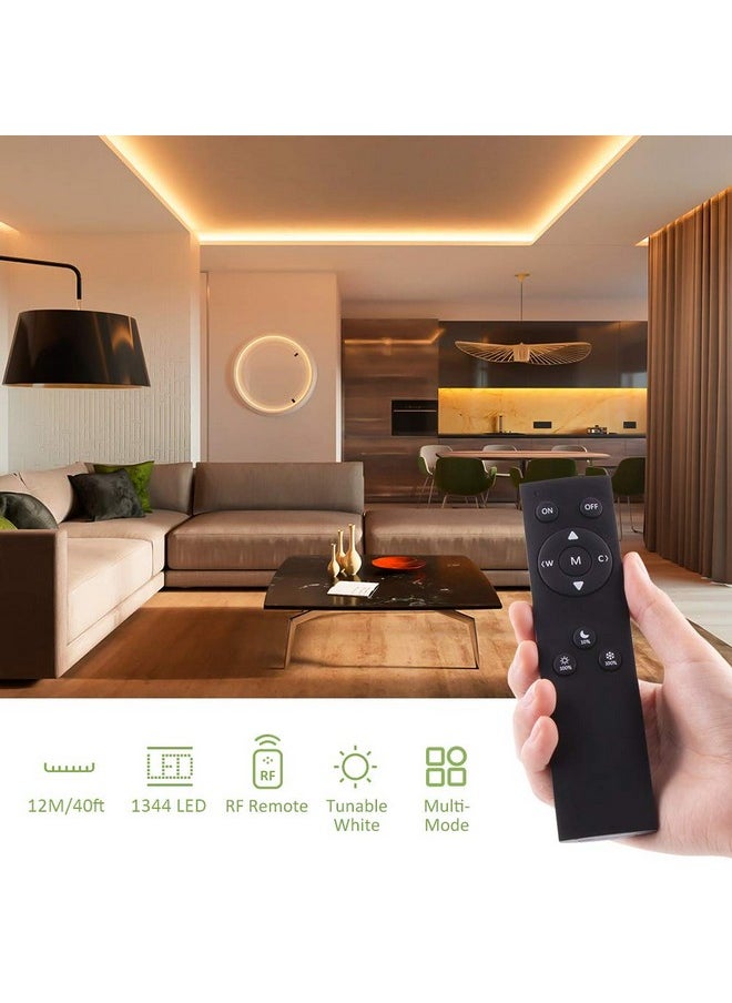 نوفوستيلا - شريط إضاءة LED أبيض قابل للضبط من Novostella بطول 40 قدمًا مزود بـ 1344 مصباح LED قابل للتعتيم 3000K-6500K 24 فولت شريط LED مرن لعيد الميلاد وغرفة المعيشة والخزانة وغرفة النوم والمطبخ والمنزل والبار والسقف ضوء النهار الأبيض الدافئ - Image 1