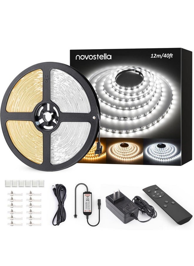 نوفوستيلا - شريط إضاءة LED أبيض قابل للضبط من Novostella بطول 40 قدمًا مزود بـ 1344 مصباح LED قابل للتعتيم 3000K-6500K 24 فولت شريط LED مرن لعيد الميلاد وغرفة المعيشة والخزانة وغرفة النوم والمطبخ والمنزل والبار والسقف ضوء النهار الأبيض الدافئ - Image 1