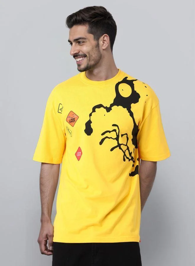 ذا انديان كراج كو Men Boxy Fit Looney Tunes Printed Crew Neck Half Sleeves T-Shirt