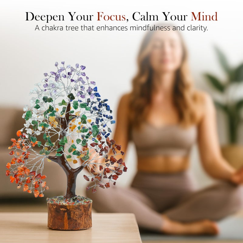 Crocon Seven Chakra Tree of Life for feng Shui Tree Crystals and Healing Stones, Room & Home Decor Housewarming Present Spiritual Birthday Gifts for Women, Sister Gifts for Women - Image 5