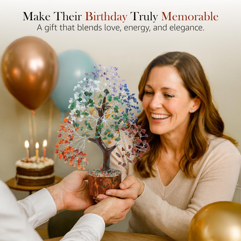 Crocon Seven Chakra Tree of Life for feng Shui Tree Crystals and Healing Stones, Room & Home Decor Housewarming Present Spiritual Birthday Gifts for Women, Sister Gifts for Women - Image 4