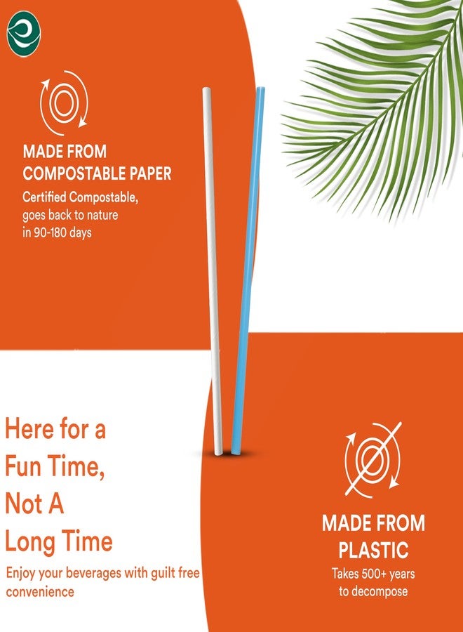 ECO SOUL [8 mm, 100 Count] Biodegradable Paper Straws | Eco-Friendly Compostable Sustainable Disposable Drinking Straws | Juice Smoothie Thick Shakes Non-Bendable White Straws (Wide) - Image 5