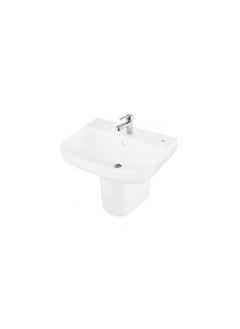 SOMANY Pablo Wash Basin with Half Pedestal Modern Ceramic Bathroom Sink, Elegant Bathroom Basin for Home, Stylish Pedestal Sink, Space Saving Wash Basin, Durable Bathroom Vanity Sink, Contemporary Bathroom Basin  - Image 4