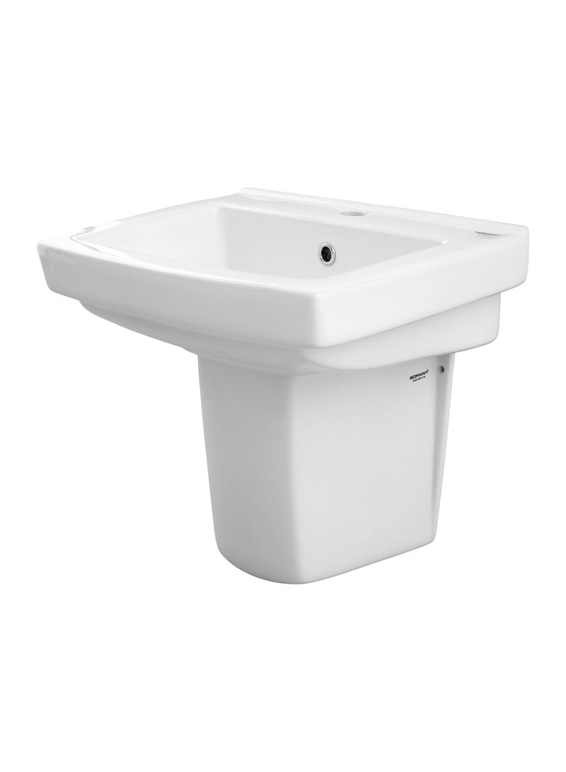 سوماني حوض غسيل بابلو مع حوض حمام سيراميك حديث بنصف قاعدة، حوض حمام أنيق للمنزل، حوض بقاعدة أنيقة، حوض غسيل موفر للمساحة، حوض حمام متين، حوض حمام معاصر - Image 3