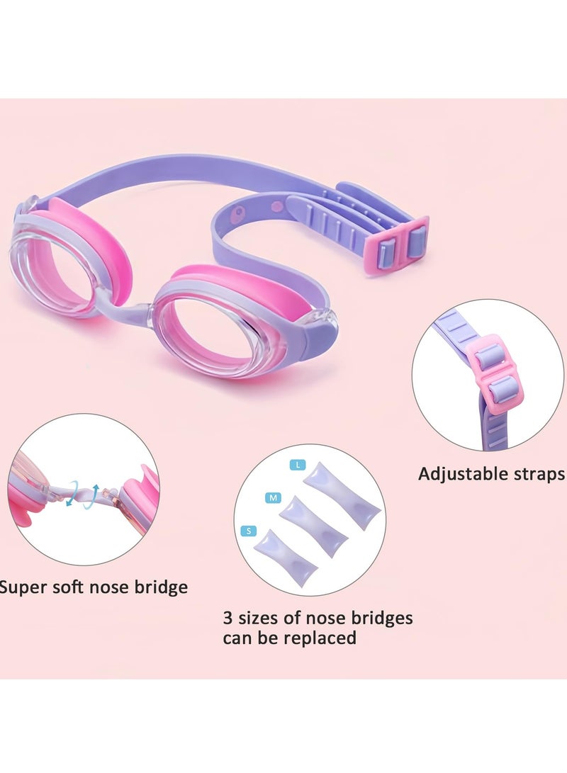 Excefore Swimming Goggles for Kid, 2 Pcs Soft Silicone Anti Fog Leakproof Goggles with Clear Vision, Adjustable Head Strap & Wide View, No Leaking UV Protection Lenses for 3-15 Years Old Girls Boys - Image 4