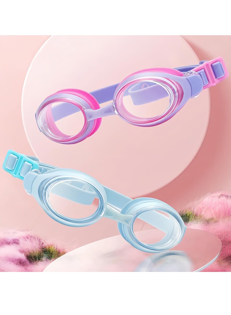 Excefore Swimming Goggles for Kid, 2 Pcs Soft Silicone Anti Fog Leakproof Goggles with Clear Vision, Adjustable Head Strap & Wide View, No Leaking UV Protection Lenses for 3-15 Years Old Girls Boys - Image 5