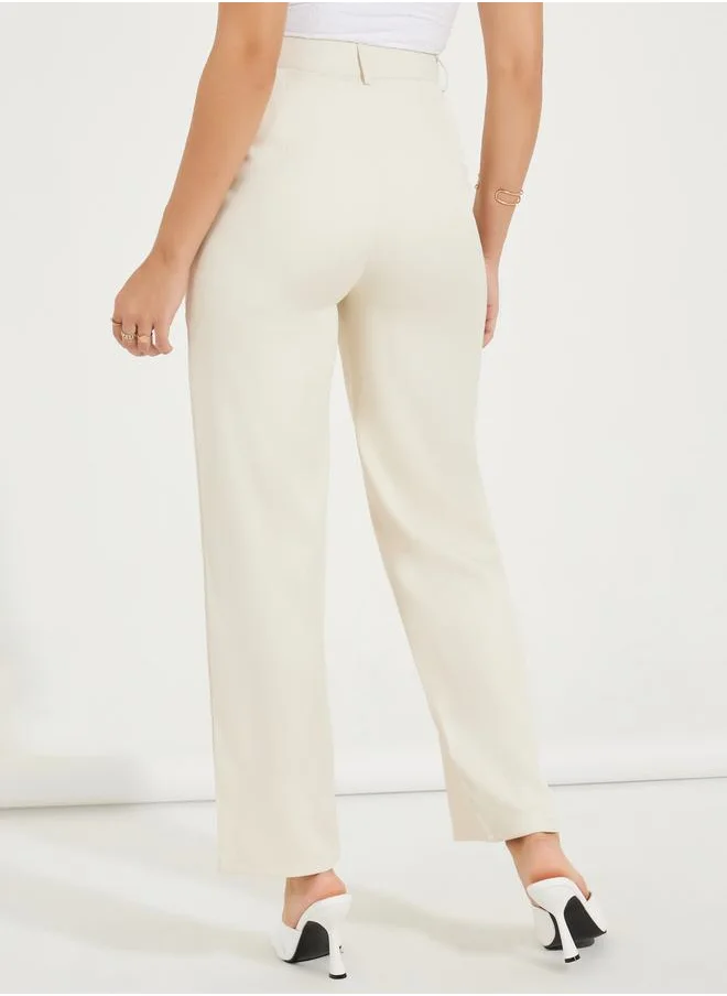 Styli Tapered Twill Pants with Belt Loops
