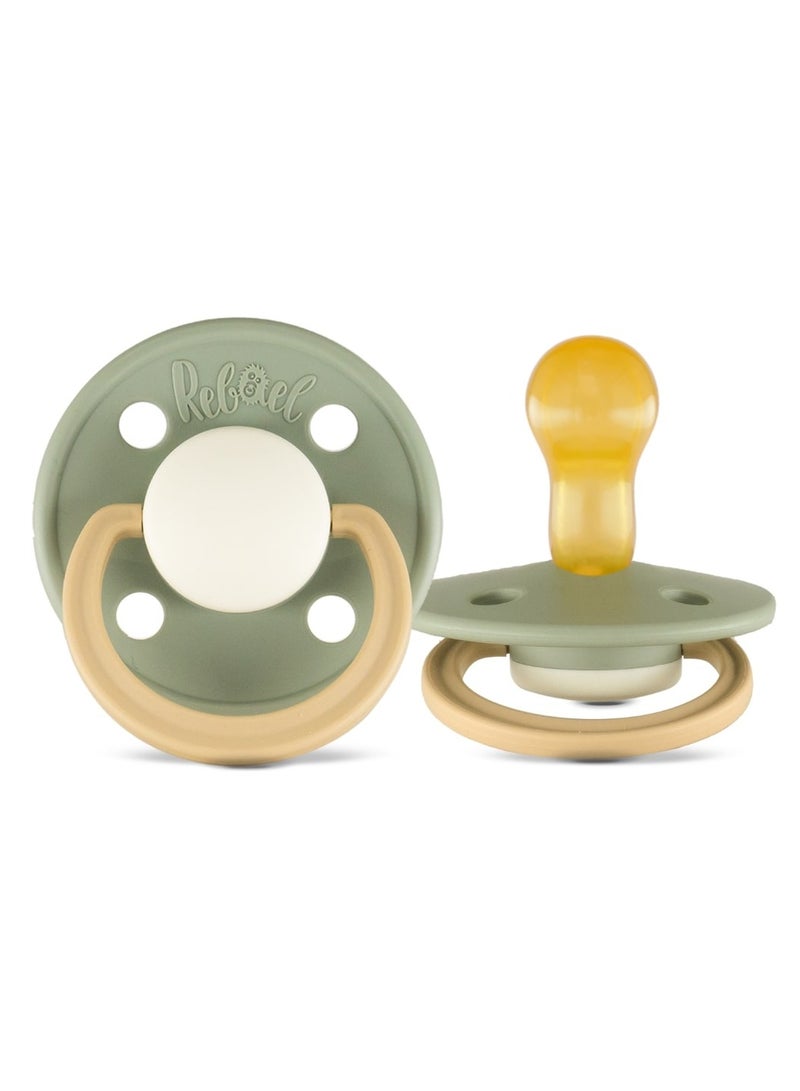 Rebael Fashion Natural Rubber Round Pacifier Size 1 - Baby 0-6M (2-pack) - CloudyPearlyLion/FrostyPearlyDolphin - Image 2