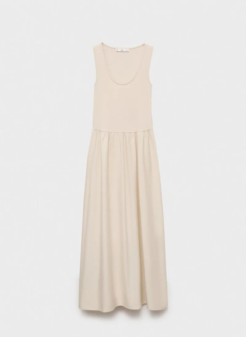 MANGO Flared dress in combined fabric