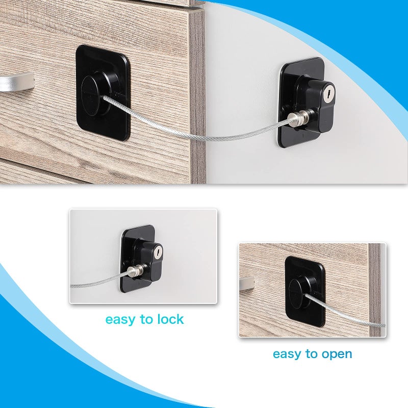 Hotop 8 Pieces Refrigerator Locks for Children Adults with 10 Keys, Fridge Lock, Freezer Door Safety Cabinet Lock and Child Safety Cabinet Locks with Strong Adhesive (Black) - Image 3