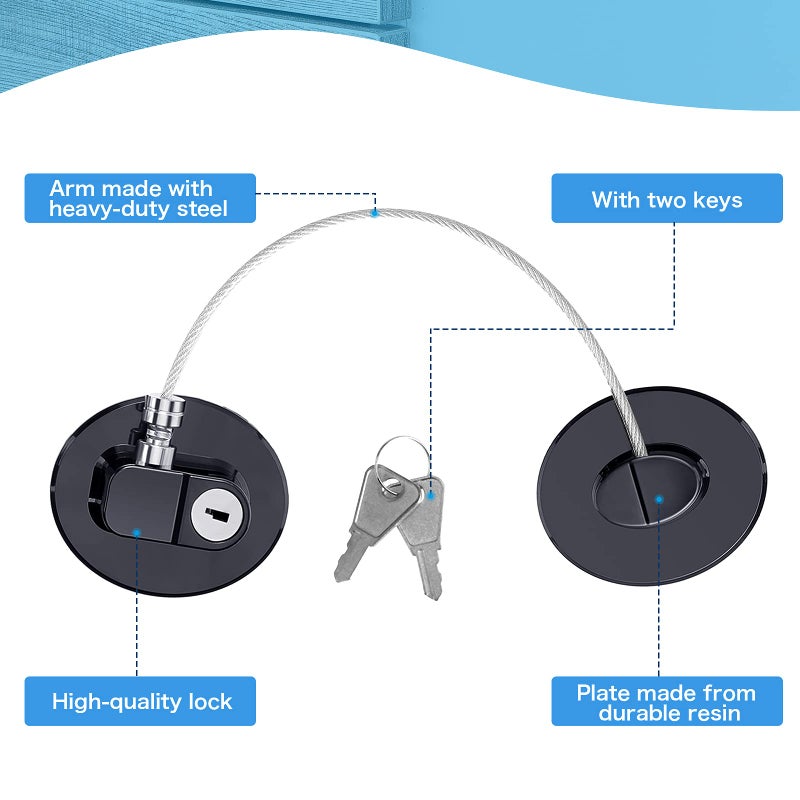 Hotop 8 Pieces Refrigerator Locks for Children Adults with 10 Keys, Fridge Lock, Freezer Door Safety Cabinet Lock and Child Safety Cabinet Locks with Strong Adhesive (Black) - Image 4