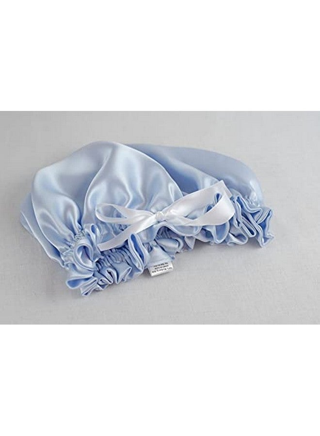 VIYANSHI Adjustable Satin Sleep Cap Hair Bonnet Double Layered Reversible for Women Protective Sleep Hairstyles (Sky Blue) - Image 4