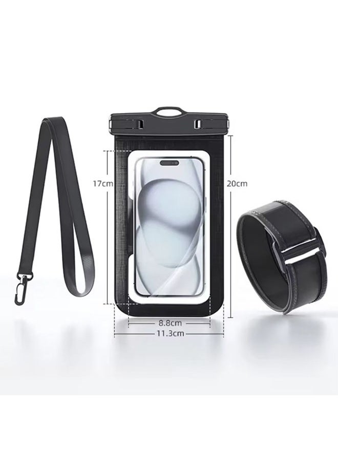 JCB CHIC حقيبة هاتف IPX8 محكمة الغلق مقاومة للماء IPX8 حقيبة هاتف Pvc عالمية للغوص مع حزام ذراع غطاء سباحة شفاف للسفر في الهواء الطلق (D012-2-أزرق)  - Image 2