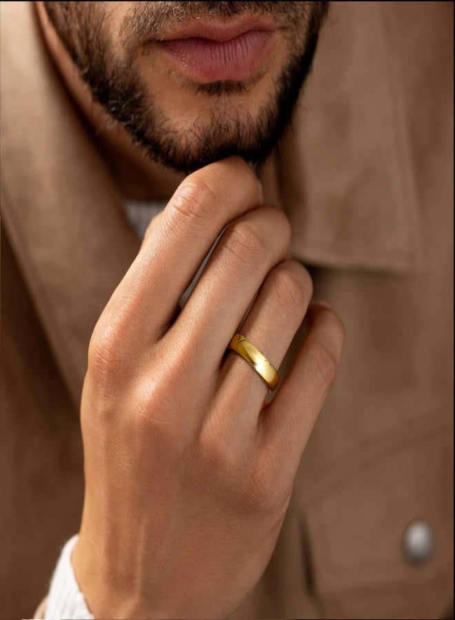Poxtex Size 10.5 14K Gold Filled Thick Wedding Rings for Men, Stackable Engagement Statement Bands Set for Women, Non Tarnish Fashion Rings Comfort Fit 3Pcs 1mm 3mm 5mm - Image 2