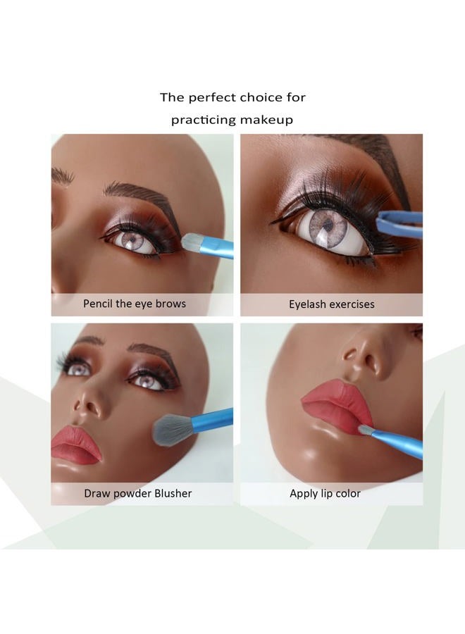 getpuchra 3D makeup Practice Face Board, Silicone Makeup Mannequin Face, Reusable Beginner Practice Eye Makeup Face, Eye Fake Silicone, Makeup Artist Full Face Practice Eyelash Eye Shadow Eyeliner Pen Simulatio - Image 3