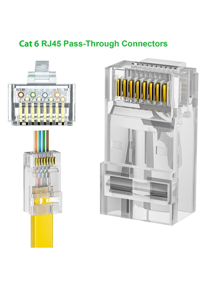 سمارت سورس (100 حزمة) موصلات RJ45 التمريرية، موصلات Cat6 RJ45، لكابل إيثرنت، أطراف Cat6/Cat5 وحدات 8P8C، قابس شبكة UTP، موصل تجعيد شبكة LAN مطلي بالذهب، - Image 5