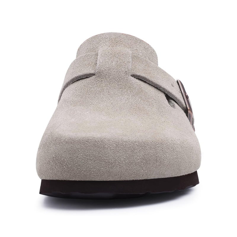 Asgard Genuine Suede Clogs for Women Men Leather Mules Arch Support Potato Shoes with Comfort Cork Footbed Grey 39 - Image 4