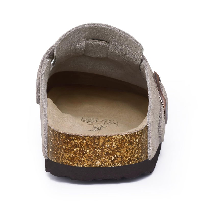 Asgard Genuine Suede Clogs for Women Men Leather Mules Arch Support Potato Shoes with Comfort Cork Footbed Grey 39 - Image 5