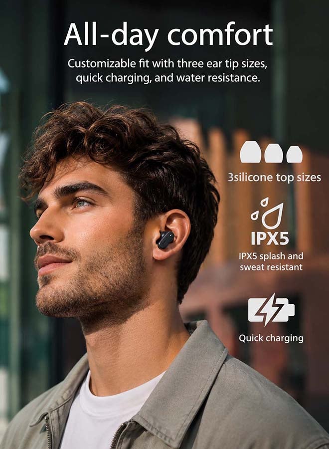Philips Wireless Earbuds with Smart Touchscreen Case, ANC Bluetooth 5.4 Noise Cancelling TWS Earbuds, 4 Mic Calls, 28H Battery, Deep Bass, IPX5 Waterproof – Philips Black Black - Image 2