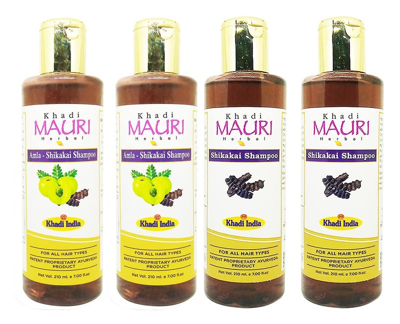 Khadi Mauri Shikakai & Amla Shikakai Shampoo - Pack of 4 (840 ml) - Image 1
