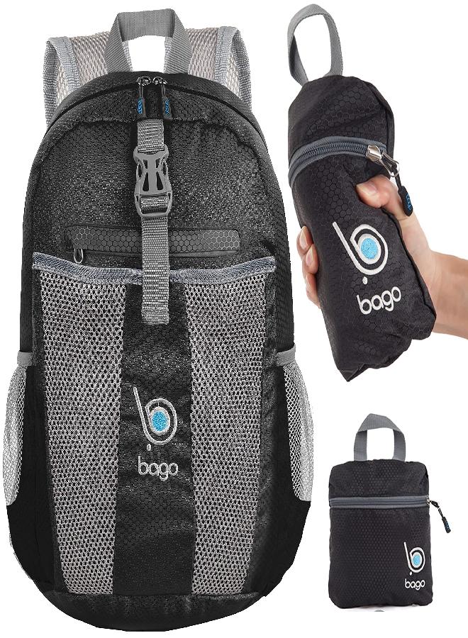 Bago Lightweight Small Hiking Backpack for Women and Men - 25L Travel Day Pack - Foldable Hiking Daypack Ultralight for Camping Outdoor Sports - Day Bag Packable Backpack for Travel (Black) - Image 5