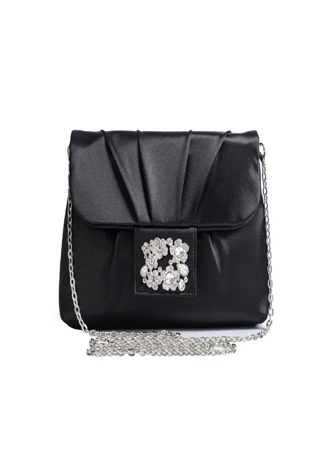 Coucoland Clutch Purses for Women - Satin Evening Bag Pleated Crossbody Bags Rhinestone Embellished Handbag for Wedding Party - Image 1