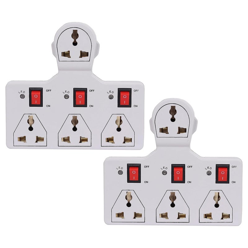 Digway Digway 4 Universal Socket 3 Switch Multi Plug Extension BoardMultiplugPack of 2  - Image 1