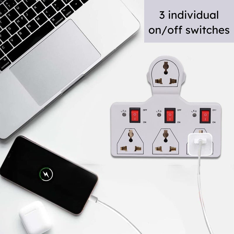 Digway Digway 4 Universal Socket 3 Switch Multi Plug Extension BoardMultiplugPack of 2  - Image 4