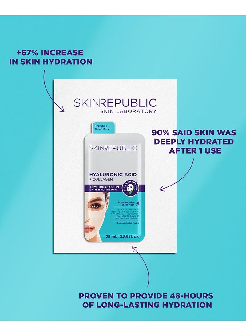 سكين ريبابلك قناع الوجه بحمض الهيالورونيك والكولاجين (3 أقنعة) مع فيتامين E - يعزز الترطيب، ويحسن تماسك البشرة ومرونتها، ويقلل الخطوط الدقيقة والتجاعيد، ويفتح البشرة ويصلحها. - Image 3