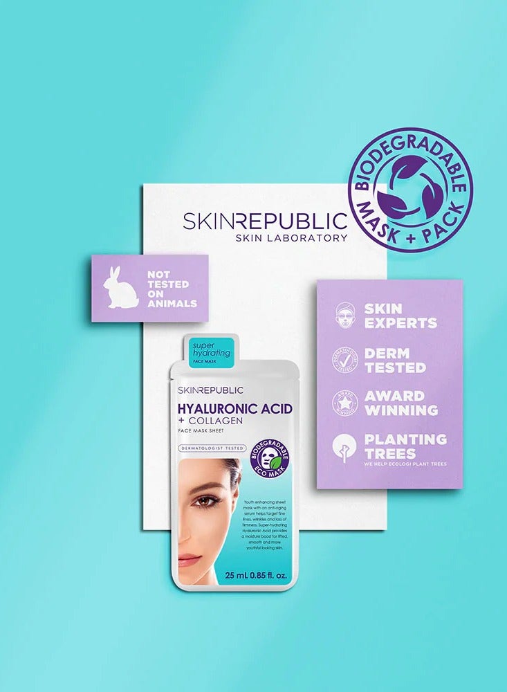 سكين ريبابلك قناع الوجه بحمض الهيالورونيك والكولاجين (3 أقنعة) مع فيتامين E - يعزز الترطيب، ويحسن تماسك البشرة ومرونتها، ويقلل الخطوط الدقيقة والتجاعيد، ويفتح البشرة ويصلحها. - Image 4