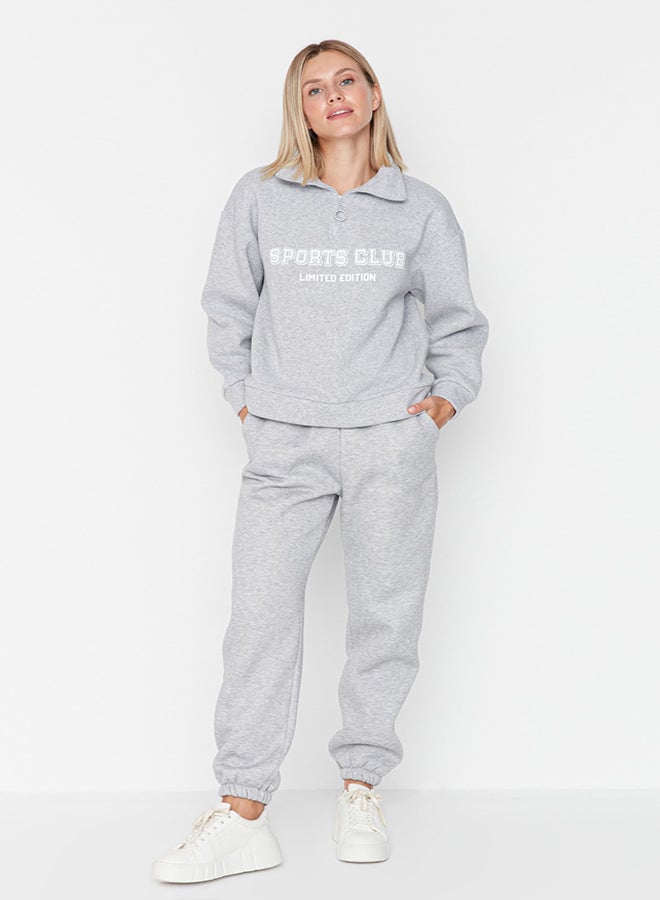 trendyol Gray Loose Jogger Fleece Inside Knitted Sweatpants TWOAW23EA00151  - Image 1