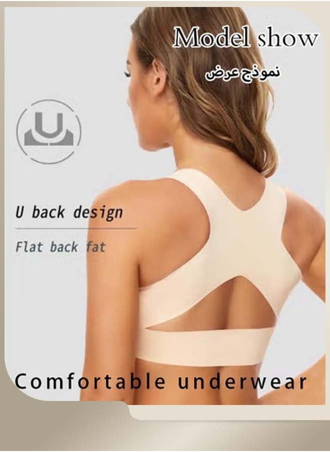 RIOXS - Women's Seamless Front Closure Bras,2 Pack Underwear Push-up Bras,Lingerie Shaper Support Tops With Back X Strap,Female Posture Correction Bra,Lifting Bras, Full-Coverage Cups Sleep Bras,Everyday Bras - Image 1