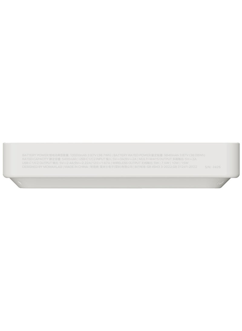 Momax - Momax 1-Power X PRO+ 10000mAh Magnetic Wireless Power Bank with Stand and Built-in USB-C Cable - White - Image 1