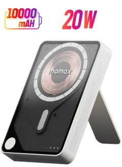 Momax Momax 1-Power X PRO+ 10000mAh Magnetic Wireless Power Bank with Stand and Built-in USB-C Cable - White  - Image 1