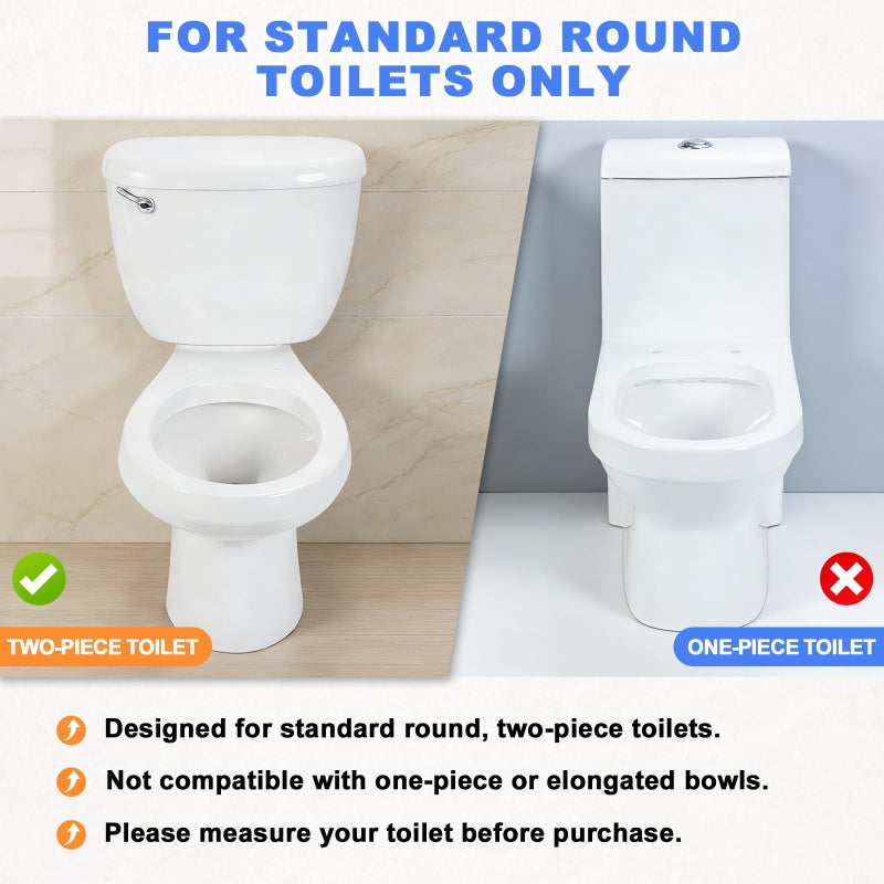 XIAOSHUNER Raised Toilet Seat with Handles for Seniors - Adds 5 Inch - Elevated Toilet Seat Riser with Cushion - Supports 300 lbs - for 16'' Standard/Round Toilet - Includes Lid, Blue - Image 4