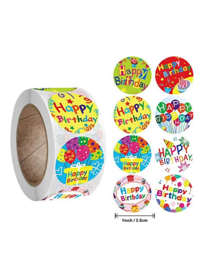Round Shape Happy Birthday Day Sticker Roll Multicolour - Image 2